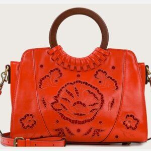 NWT PATRICIA NASH Lyon Coral Leather French Lace Crossbody Satchel Handbag $249.